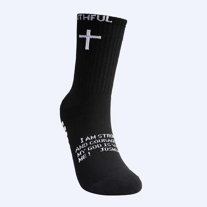 Christianartworkshop Chaussettes de sport mi-mollet à motif de croix sur le devant, avec verset biblique et thème de la foi - image 9
