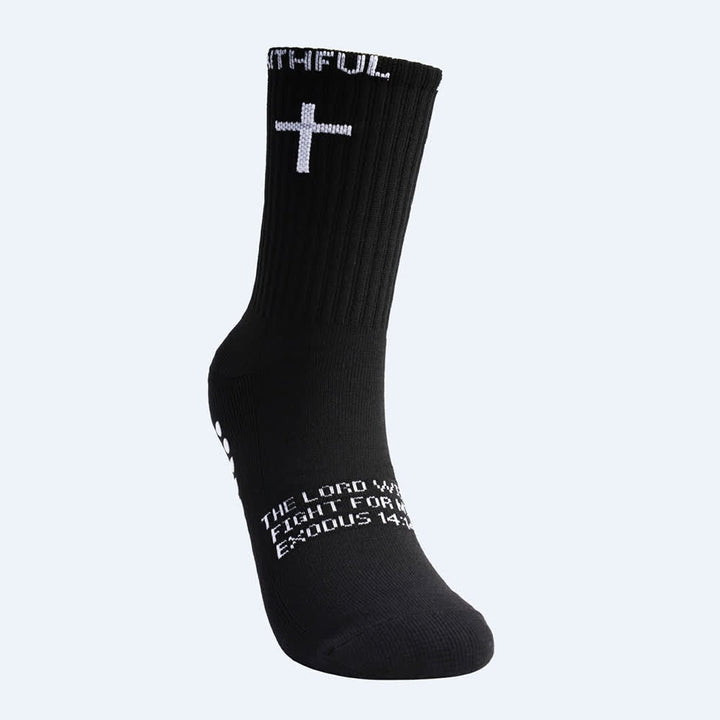 Christianartworkshop Chaussettes de sport mi-mollet à motif de croix sur le devant, avec verset biblique et thème de la foi - image 12