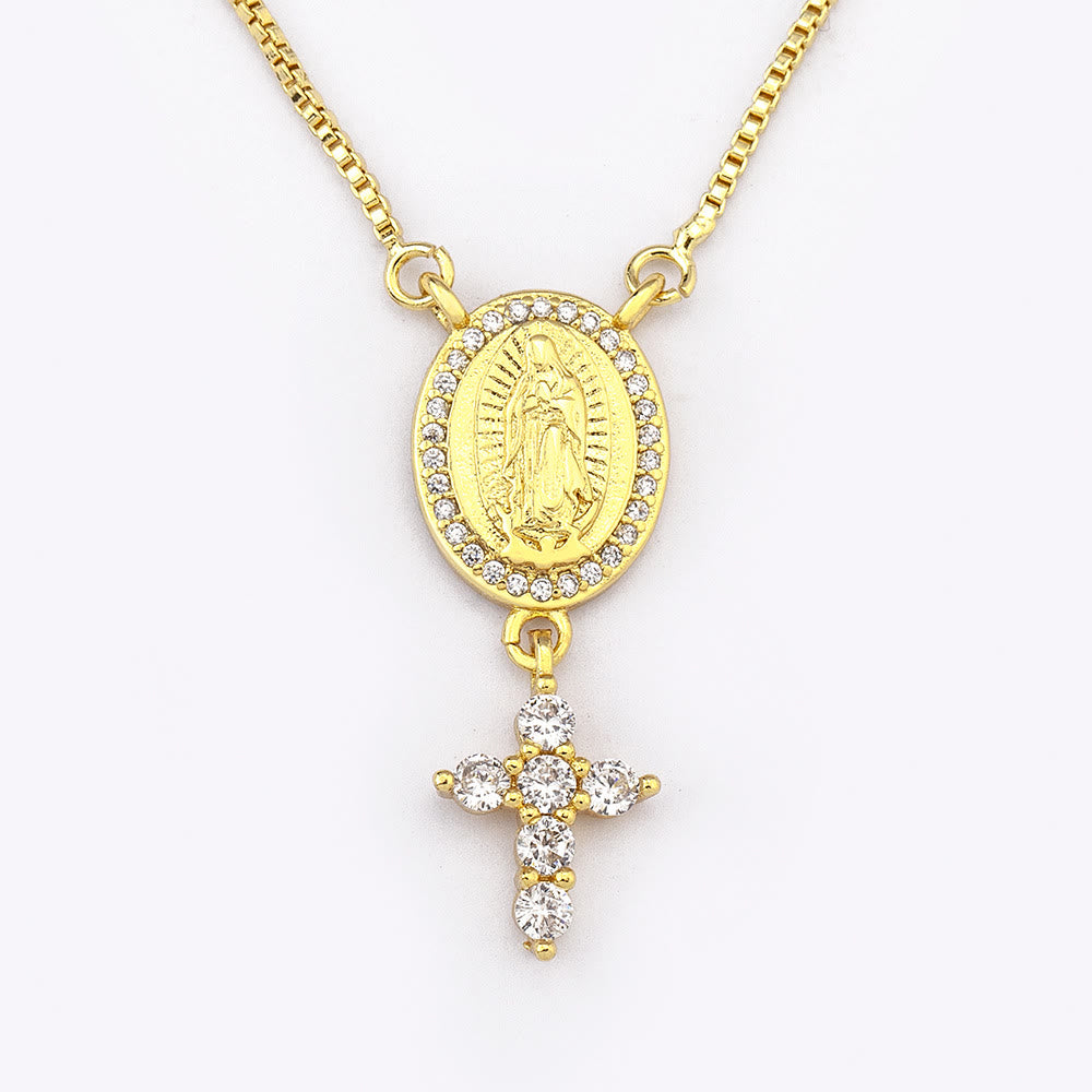 Christianartworkshop Collier pendentif Notre-Dame et Croix : Dévotion divine et élégance intemporelle - image 3