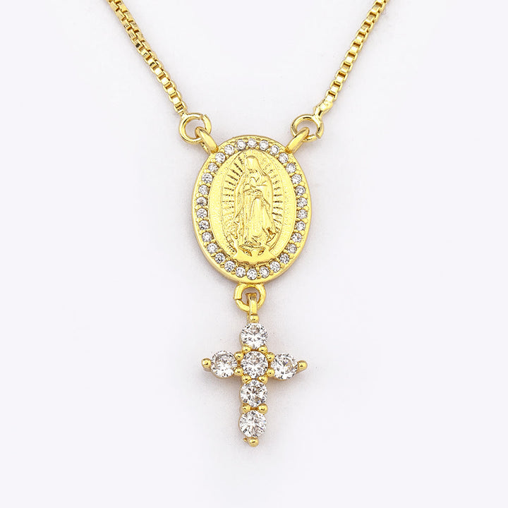 Christianartworkshop Collier pendentif Notre-Dame et Croix : Dévotion divine et élégance intemporelle - image 3
