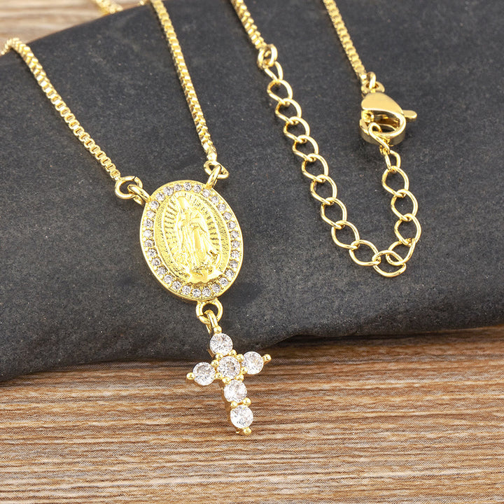Christianartworkshop Collier pendentif Notre-Dame et Croix : Dévotion divine et élégance intemporelle - image 2