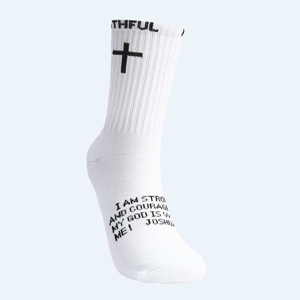 Christianartworkshop Chaussettes de sport mi-mollet à motif de croix sur le devant, avec verset biblique et thème de la foi - image 5