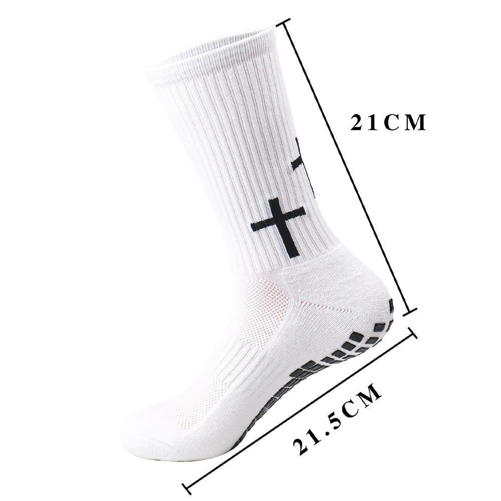 Christianartworkshop Chaussettes de sport à semelle antidérapante et tige verticale, motif croisé multiple - image 2