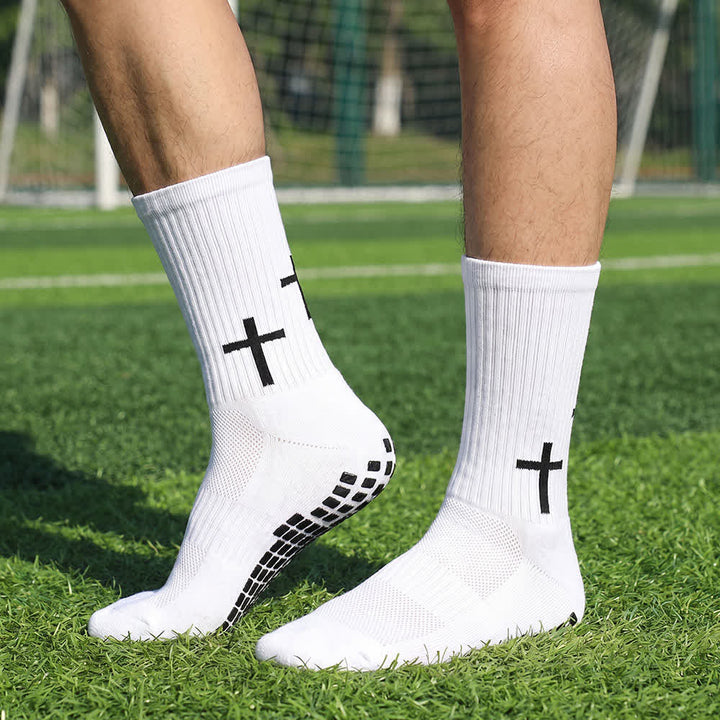 Christianartworkshop Chaussettes de sport à semelle antidérapante et tige verticale, motif croisé multiple - Blanc - 10 paires - image 0