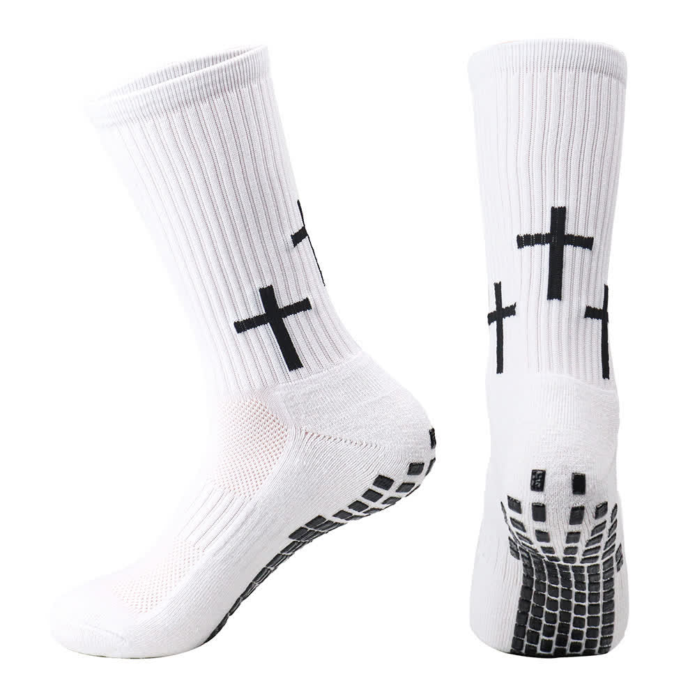 Christianartworkshop Chaussettes de sport à semelle antidérapante et tige verticale, motif croisé multiple - image 1