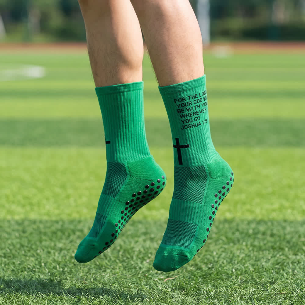 Christianartworkshop Chaussettes de sport tricotées avec inscription biblique Josué, lettre et croix - Vert - 10 paires - image 16