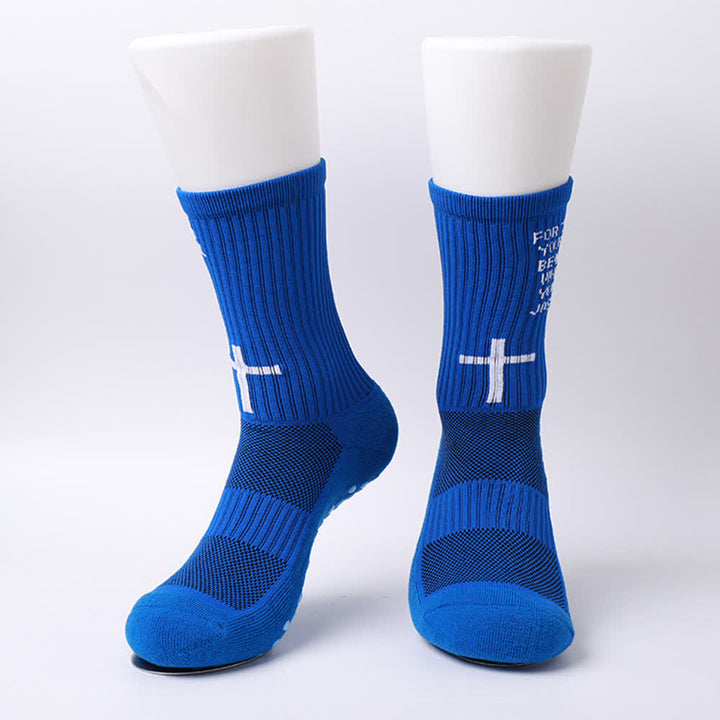 Christianartworkshop Chaussettes de sport tricotées avec inscription biblique Josué, lettre et croix - image 15