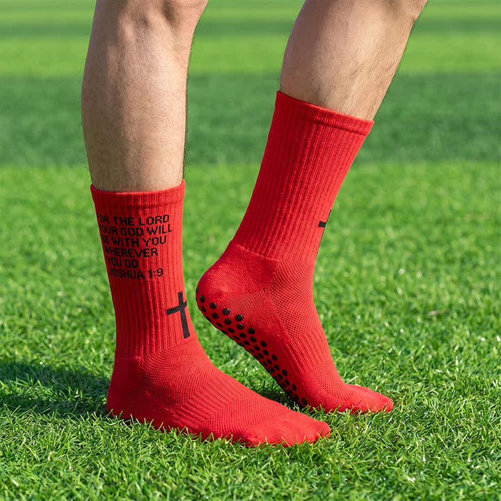 Christianartworkshop Chaussettes de sport tricotées avec inscription biblique Josué, lettre et croix - Rouge - 10 paires - image 10
