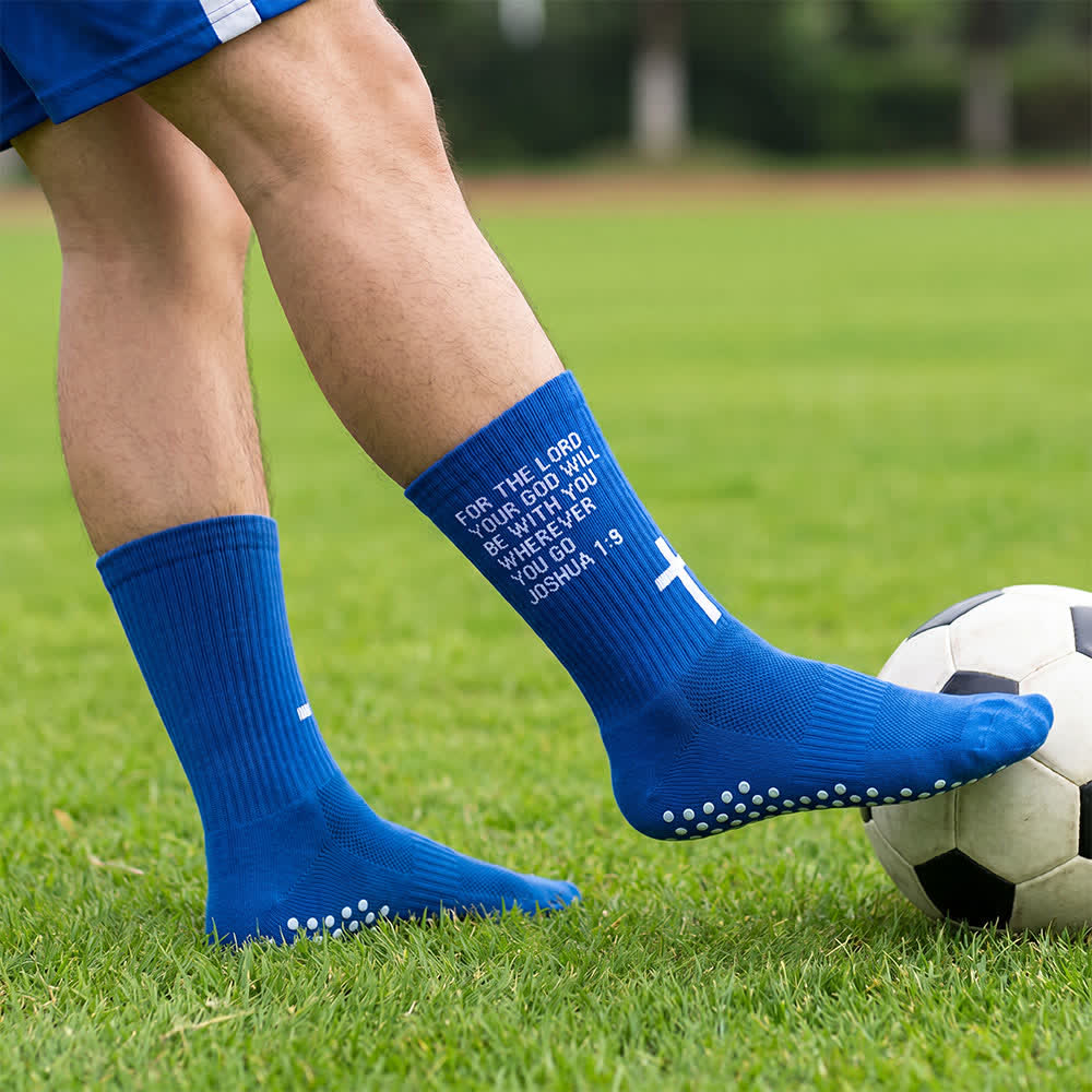 Christianartworkshop Chaussettes de sport tricotées avec inscription biblique Josué, lettre et croix - Bleu - 10 paires - image 14
