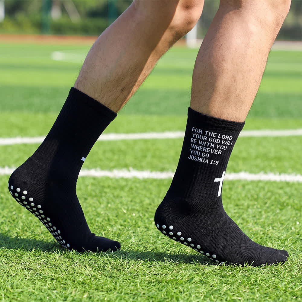 Christianartworkshop Chaussettes de sport tricotées avec inscription biblique Josué, lettre et croix - Noir - 10 paires - image 6