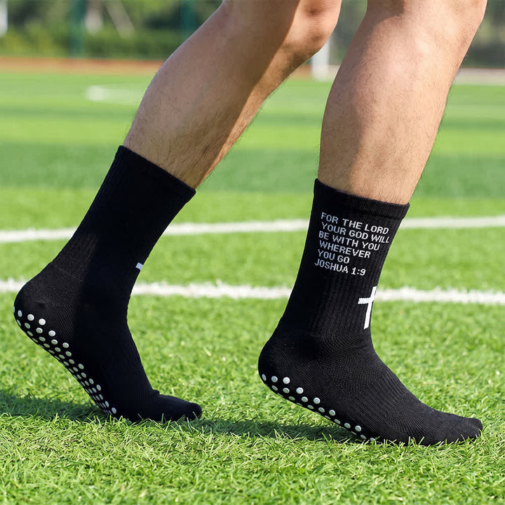 Christianartworkshop Chaussettes de sport tricotées avec inscription biblique Josué, lettre et croix - Noir - 10 paires - image 6