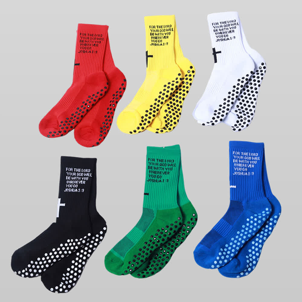 Christianartworkshop Chaussettes de sport tricotées avec inscription biblique Josué, lettre et croix - image 1