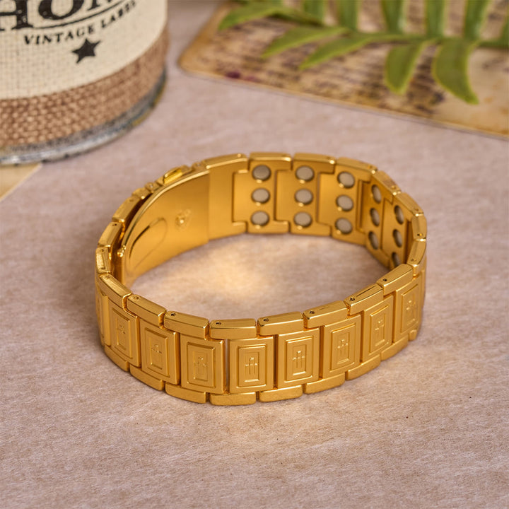 Christianartworkshop Bracelet à maillons de style bracelet de montre avec croix en relief en creux sur chaque maillon rectangulaire - image 5