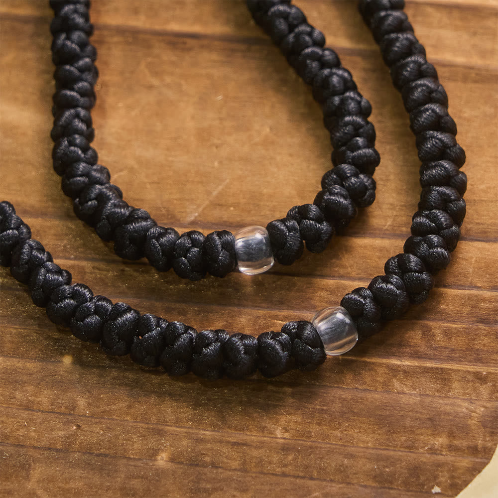 Collier à 100 nœuds de bénédiction avec croix bleue et noire de Christianartworkshop : symbole précieux de la bénédiction divine - image 6
