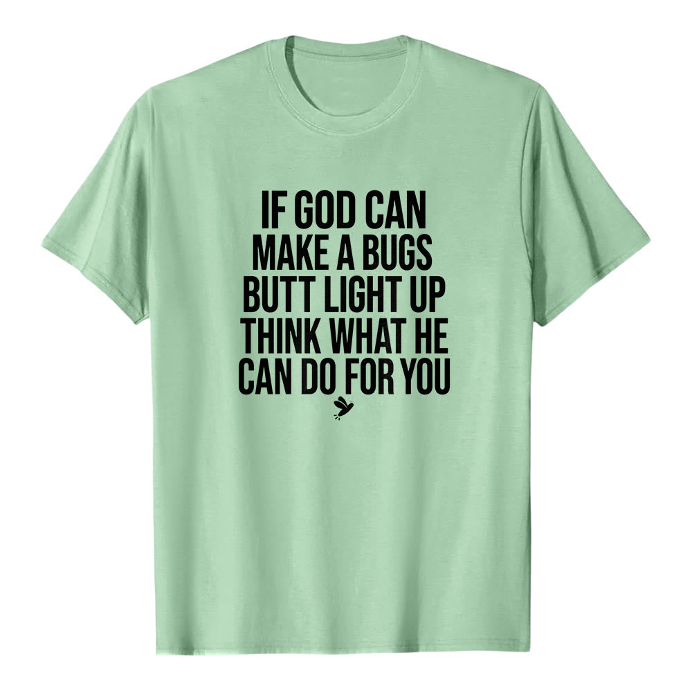 T-shirt premium à manches courtes « Si Dieu peut faire briller le derrière d'un insecte » avec une citation humoristique sur la foi , Christianartworkshop - Vert clair - 2XL - image 6