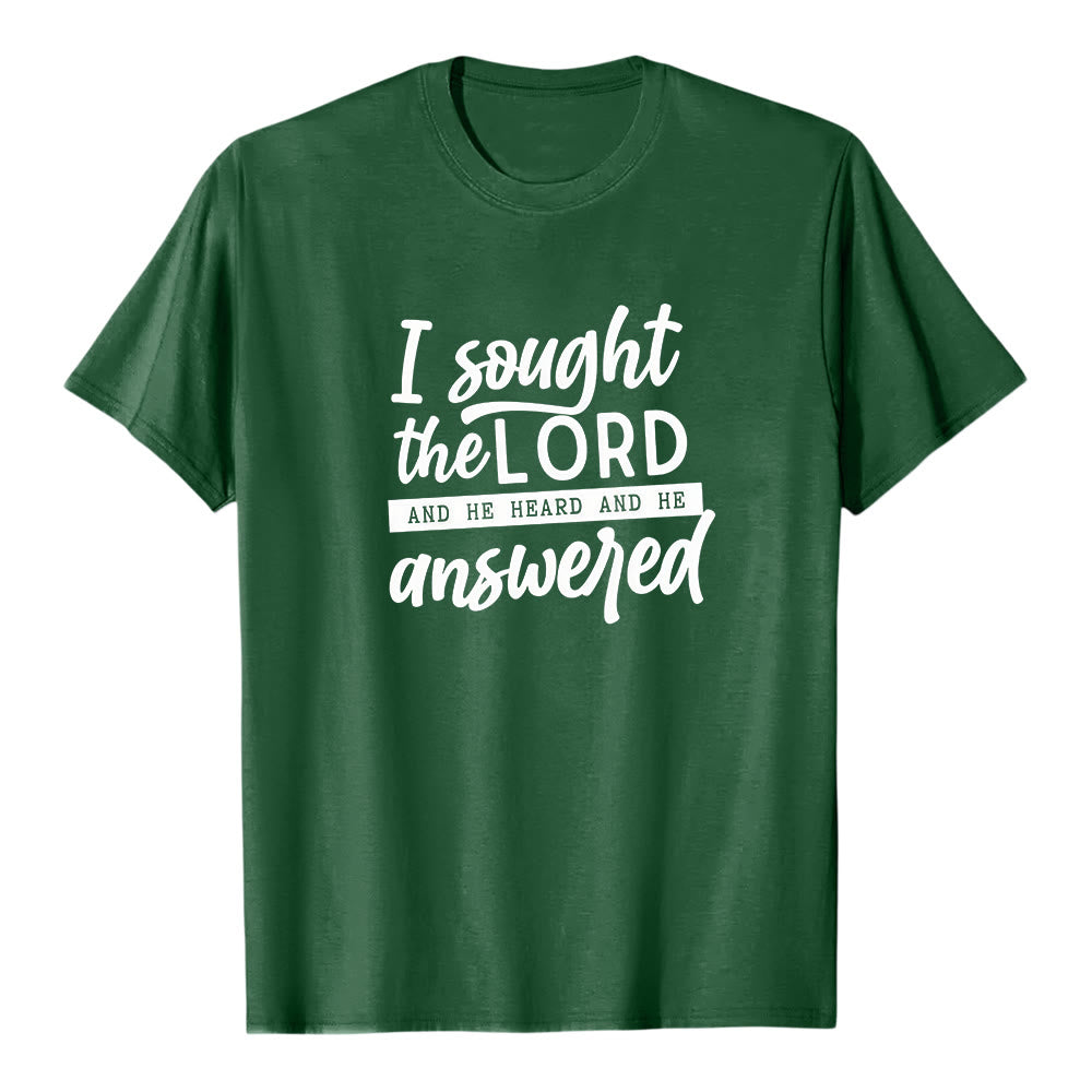 T-shirt à manches courtes premium « J’ai cherché le Seigneur, il m’a entendu et il m’a répondu », par Christianartworkshop - Vert foncé - 2XL - image 7