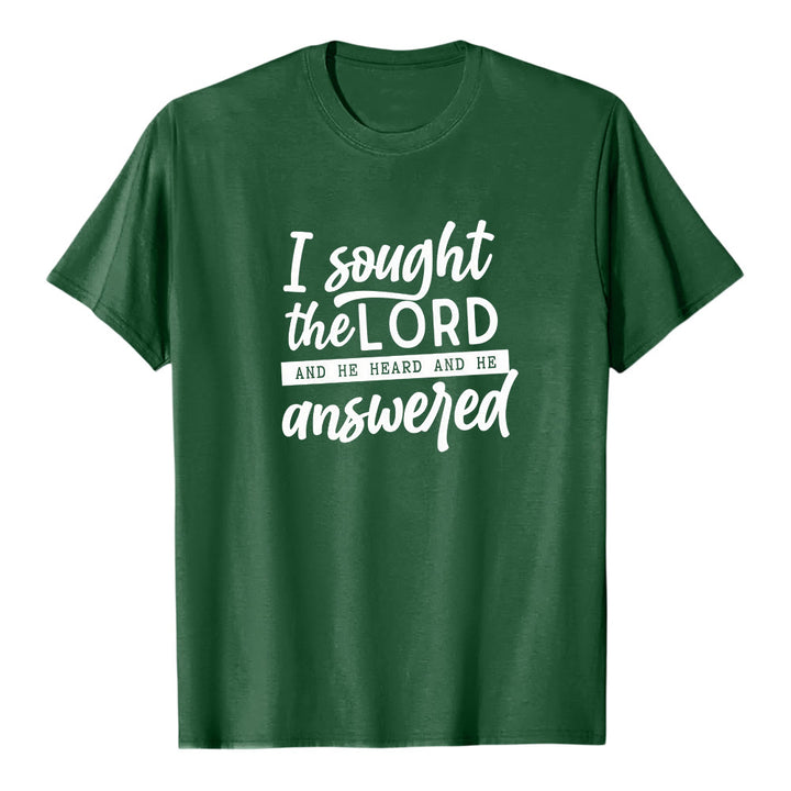 T-shirt à manches courtes premium « J’ai cherché le Seigneur, il m’a entendu et il m’a répondu », par Christianartworkshop - Vert foncé - 2XL - image 7