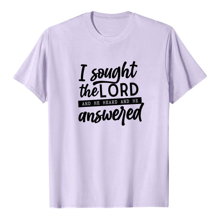 T-shirt à manches courtes premium « J’ai cherché le Seigneur, il m’a entendu et il m’a répondu », par Christianartworkshop - Violet - 2XL - image 3