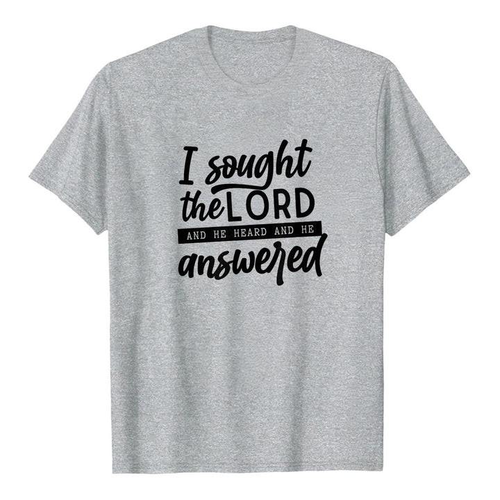 T-shirt à manches courtes premium « J’ai cherché le Seigneur, il m’a entendu et il m’a répondu », par Christianartworkshop - Gris - 2XL - image 2