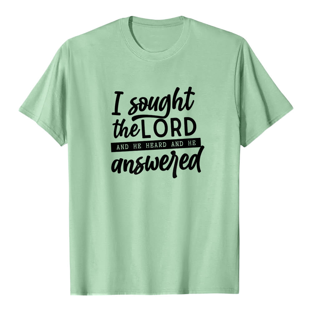 T-shirt à manches courtes premium « J’ai cherché le Seigneur, il m’a entendu et il m’a répondu », par Christianartworkshop - Vert clair - 2XL - image 6