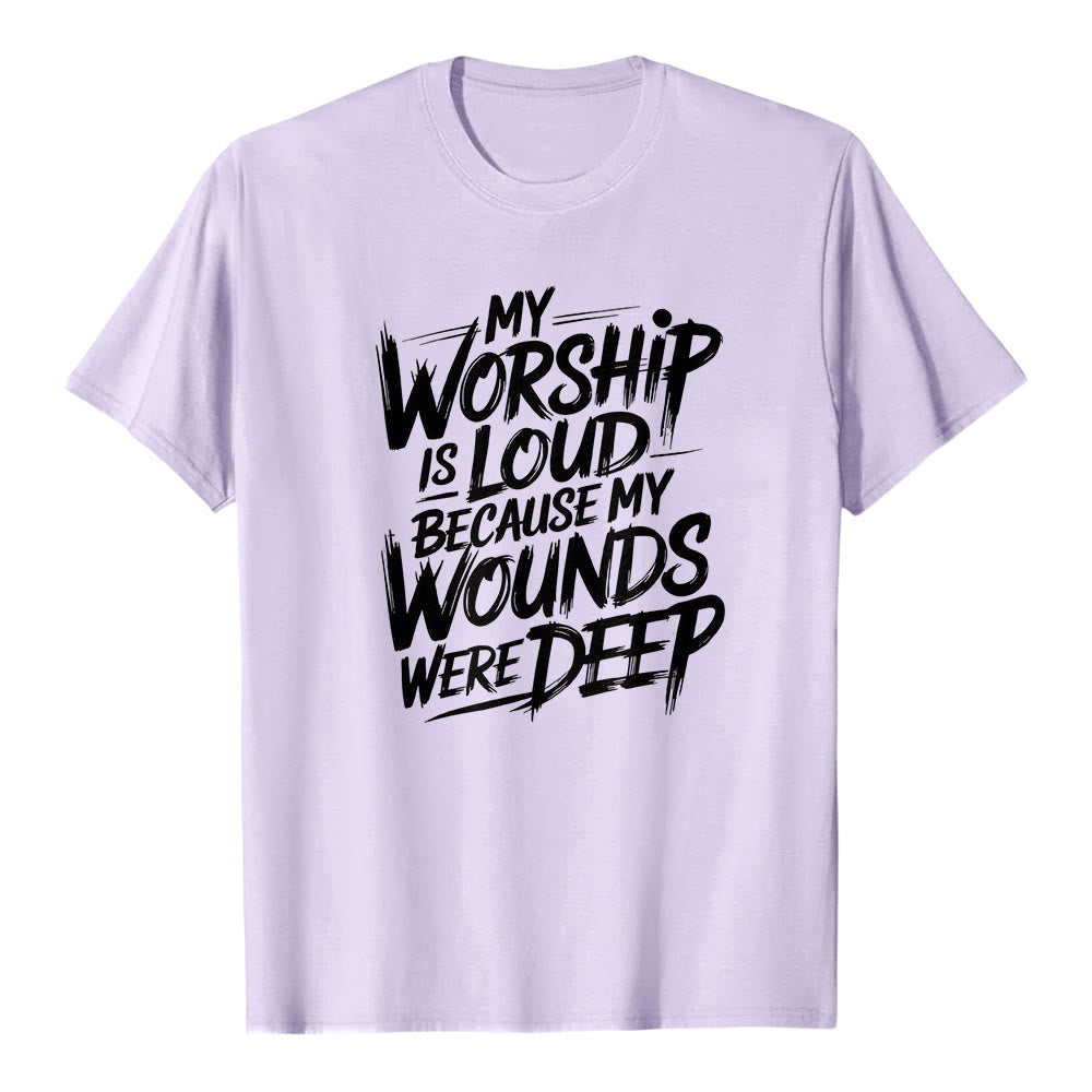 Christianartworkshop « Ma louange est forte car mes blessures étaient profondes » T-shirt premium à manches courtes avec typographie audacieuse « Foi » - Violet - 2XL - image 3