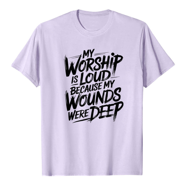 Christianartworkshop « Ma louange est forte car mes blessures étaient profondes » T-shirt premium à manches courtes avec typographie audacieuse « Foi » - Violet - 2XL - image 3
