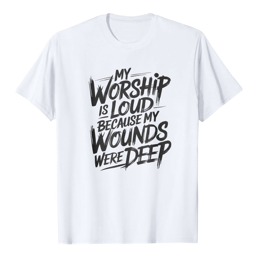 Christianartworkshop « Ma louange est forte car mes blessures étaient profondes » T-shirt premium à manches courtes avec typographie audacieuse « Foi » - Blanc - 2XL - image 2