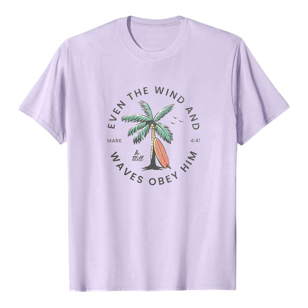 Christianartworkshop Marc 4:41 « Même le vent et les vagues lui obéissent » T-shirt premium à manches courtes avec motif plage - Violet - 2XL - image 4