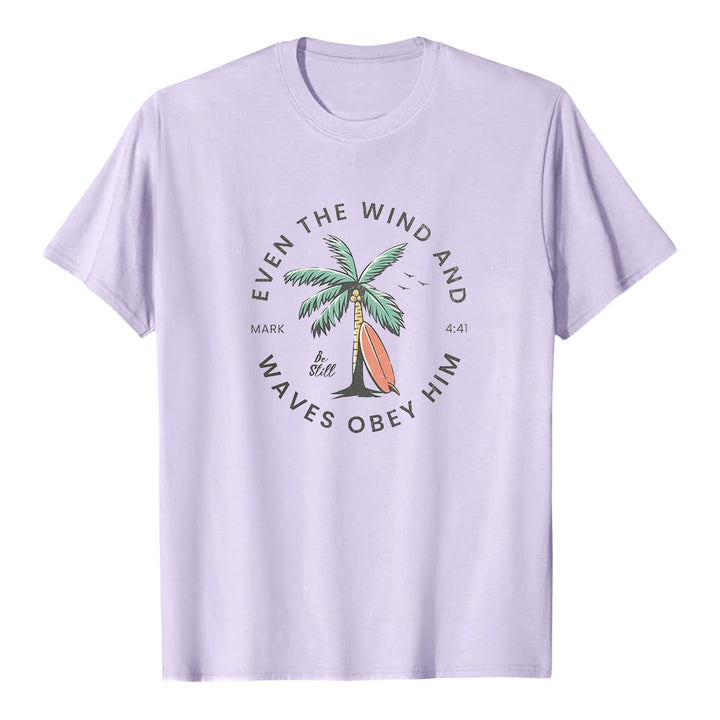Christianartworkshop Marc 4:41 « Même le vent et les vagues lui obéissent » T-shirt premium à manches courtes avec motif plage - Violet - 2XL - image 4