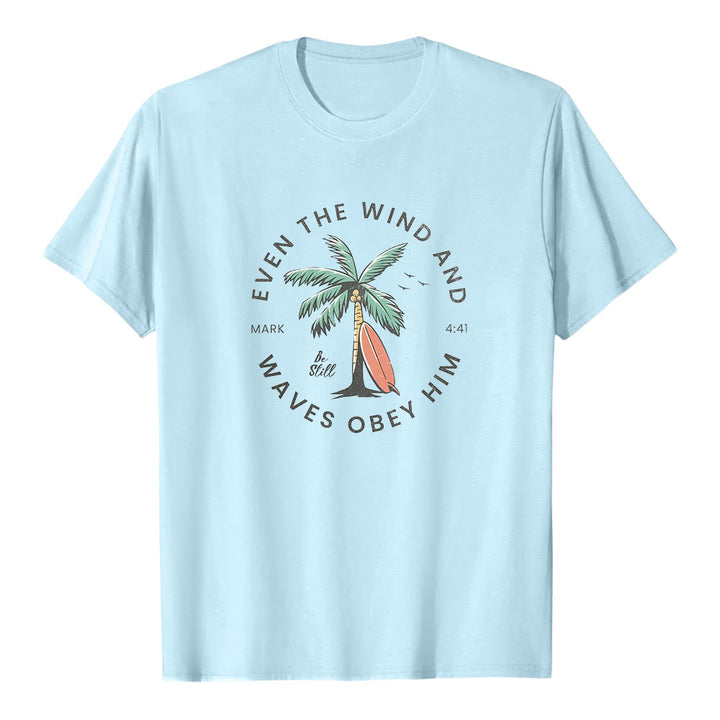 Christianartworkshop Marc 4:41 « Même le vent et les vagues lui obéissent » T-shirt premium à manches courtes avec motif plage - Bleu - 2XL - image 6