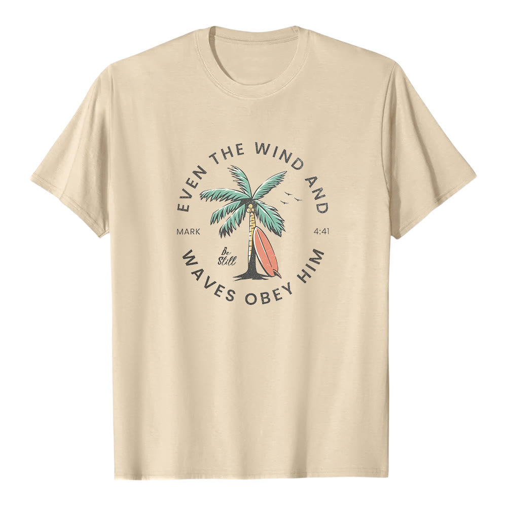 Christianartworkshop Marc 4:41 « Même le vent et les vagues lui obéissent » T-shirt premium à manches courtes avec motif plage - Beige - 2XL - image 5