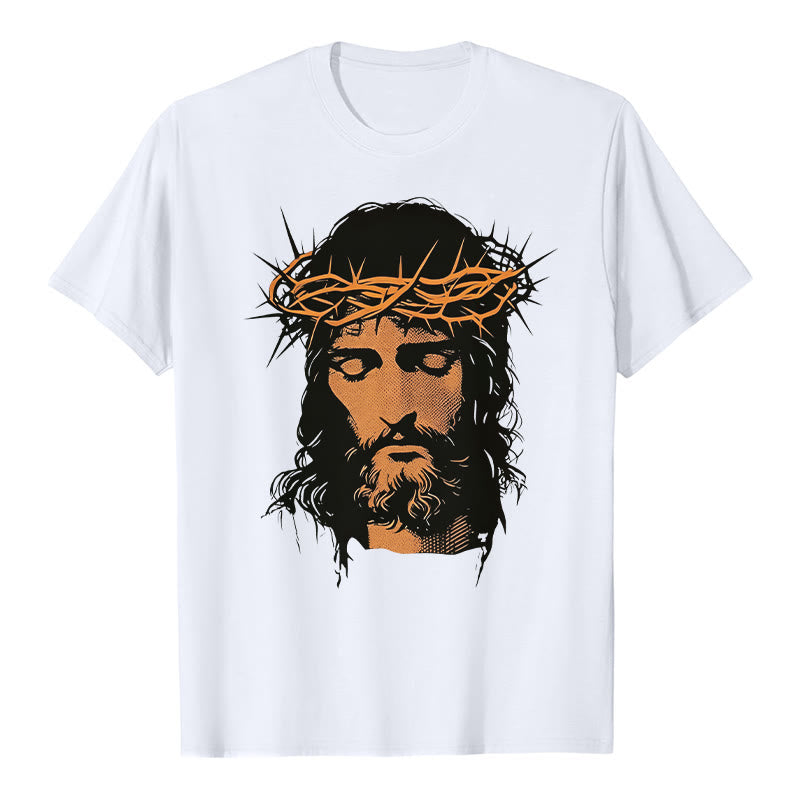 T-shirt graphique Christianartworkshop avec le visage de Jésus et la couronne d'épines - image 1
