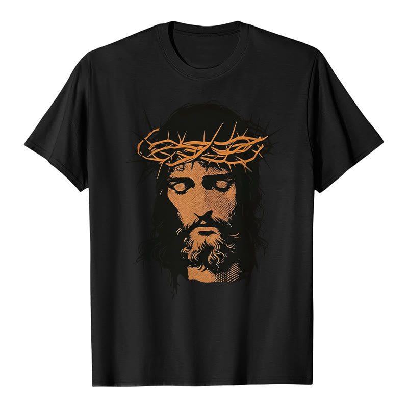 T-shirt graphique Christianartworkshop avec le visage de Jésus et la couronne d'épines - image 5