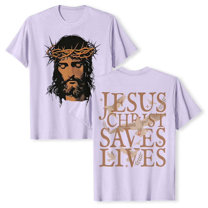 T-shirt graphique Christianartworkshop avec le visage de Jésus et la couronne d'épines - Violet - 2XL - image 18