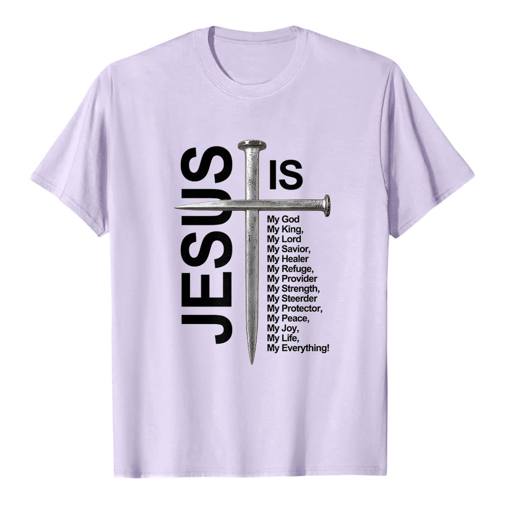 T-shirt premium à manches courtes avec croix pour ongles « Jésus est tout pour moi » de Christianartworkshop - Violet - 2XL - image 3