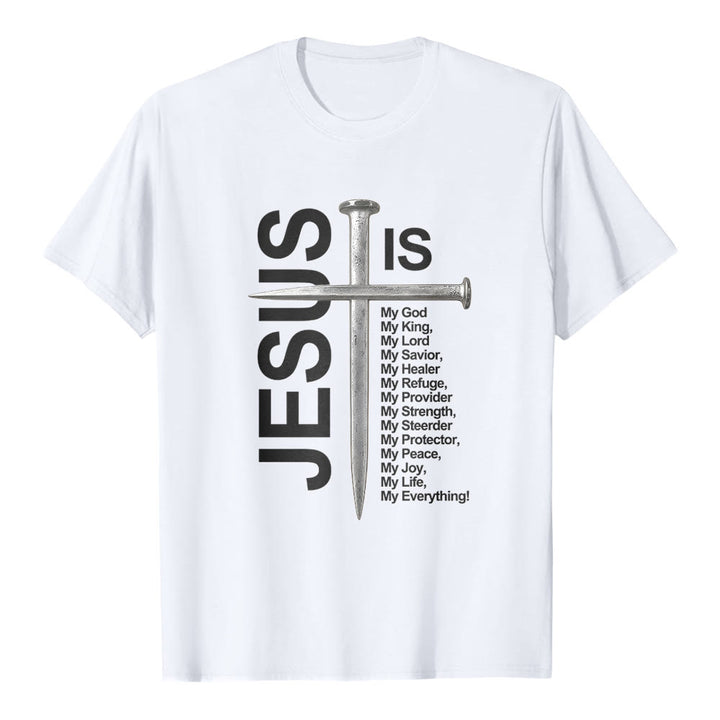T-shirt premium à manches courtes avec croix pour ongles « Jésus est tout pour moi » de Christianartworkshop - Blanc - 2XL - image 1