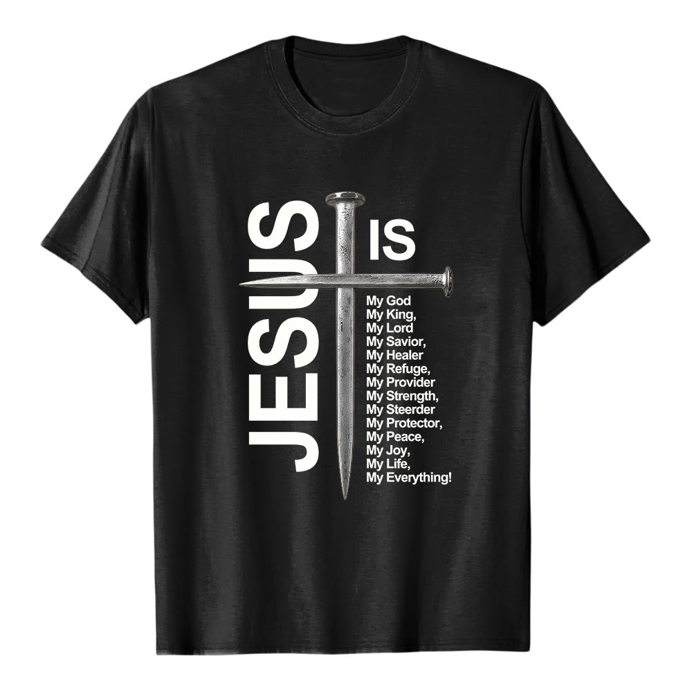 T-shirt premium à manches courtes avec croix pour ongles « Jésus est tout pour moi » de Christianartworkshop - Noir - 2XL - image 0