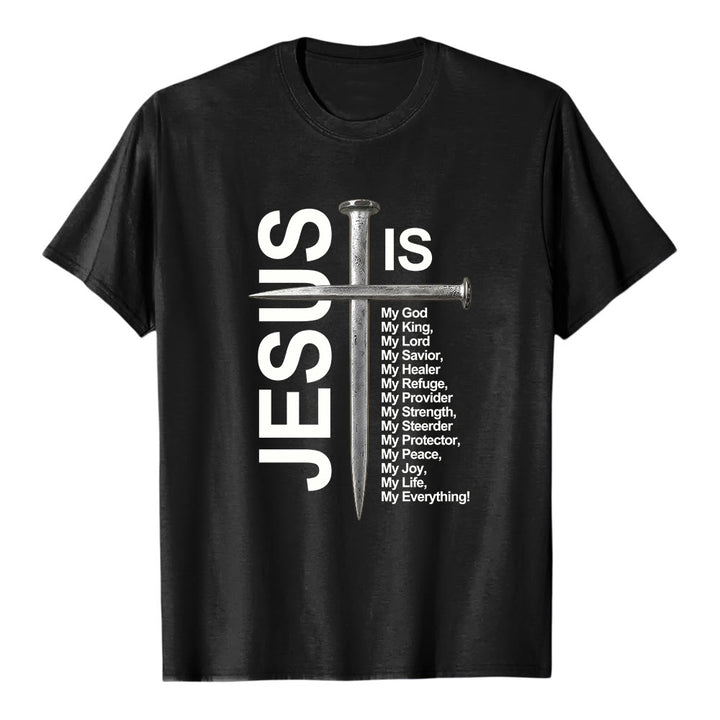 T-shirt premium à manches courtes avec croix pour ongles « Jésus est tout pour moi » de Christianartworkshop - Noir - 2XL - image 0