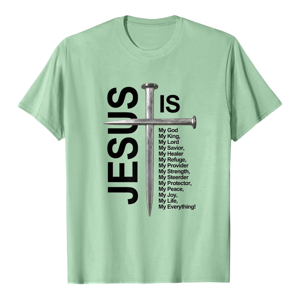 T-shirt premium à manches courtes avec croix pour ongles « Jésus est tout pour moi » de Christianartworkshop - Vert clair - 2XL - image 6