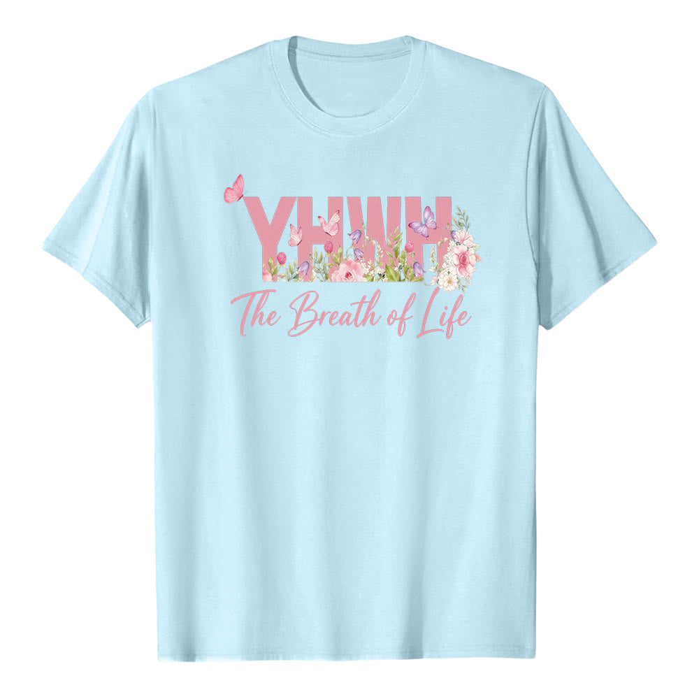 T-shirt premium à manches courtes Christianartworkshop motif floral pastel et papillon « YHWH » - Bleu - 2XL - image 5