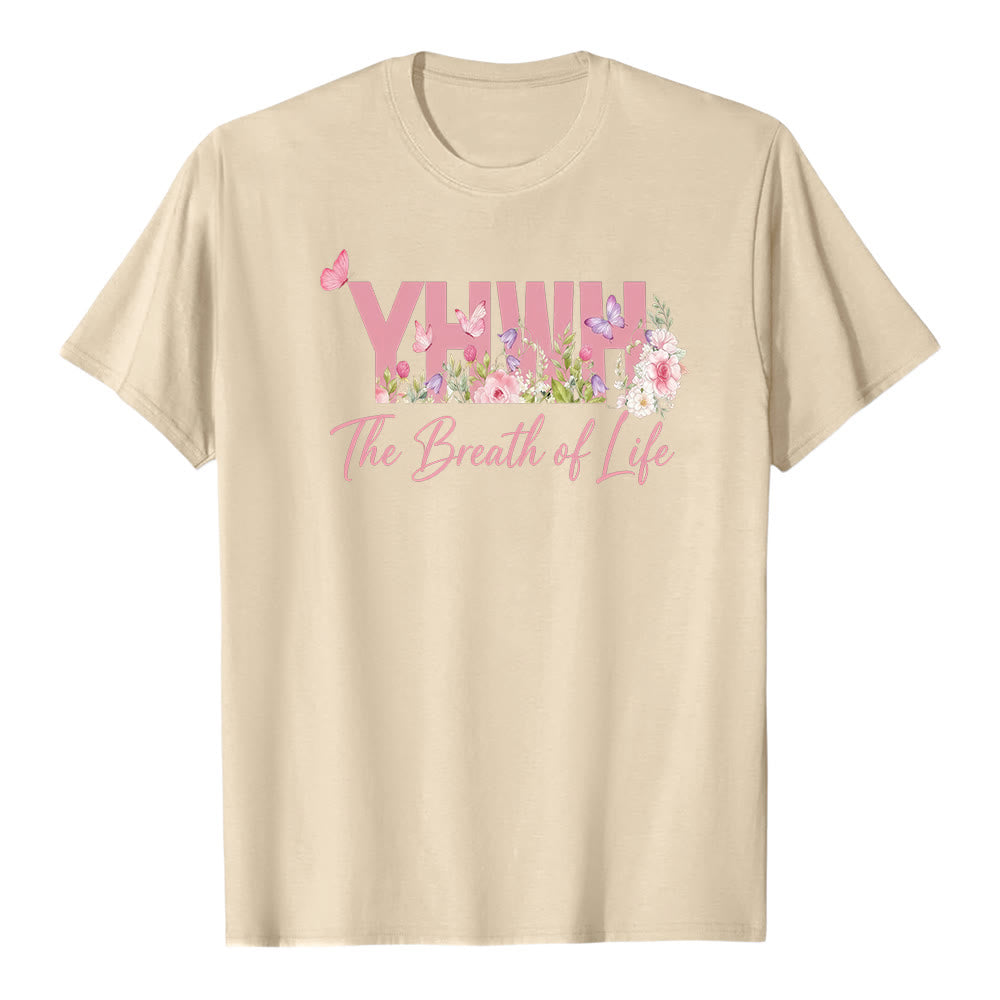 T-shirt premium à manches courtes Christianartworkshop motif floral pastel et papillon « YHWH » - Beige - 2XL - image 4
