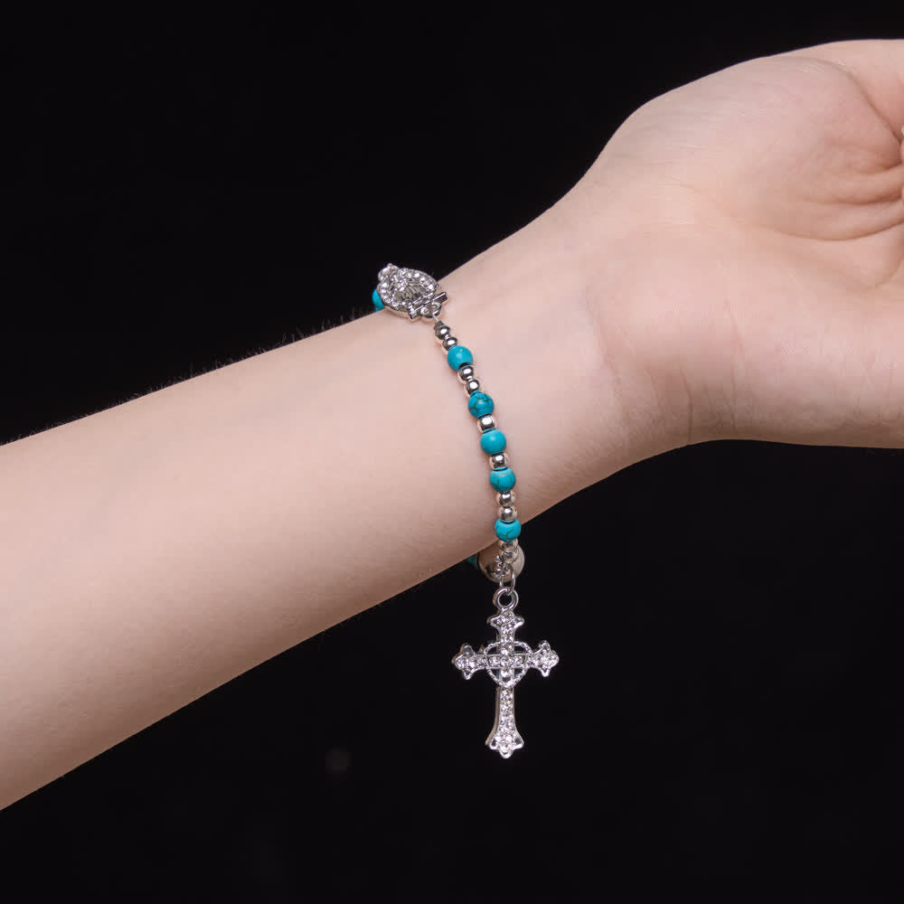 Christianartworkshop Bracelet chapelet turquoise frais : double rang avec fermoir magnétique - image 1