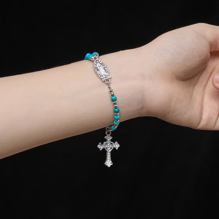 Christianartworkshop Bracelet chapelet turquoise frais : double rang avec fermoir magnétique - image 2