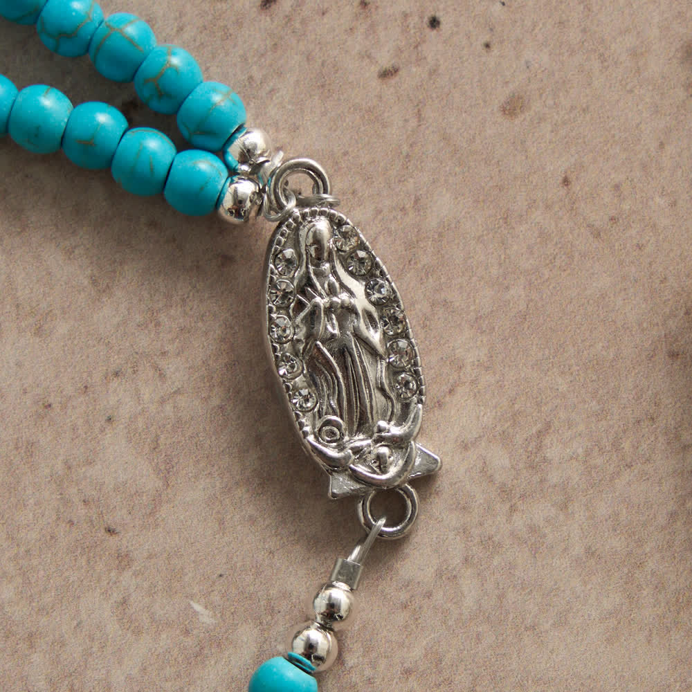 Christianartworkshop Bracelet chapelet turquoise frais : double rang avec fermoir magnétique - image 7