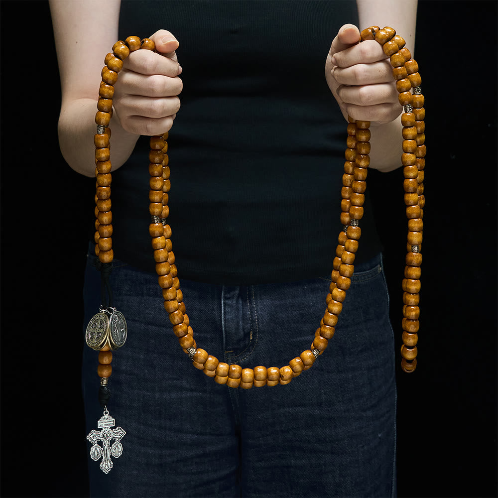 Christianartworkshop rustique traditionnel en bois, 15/05/2020, avec médaille de saint Benoît et crucifix - image 13