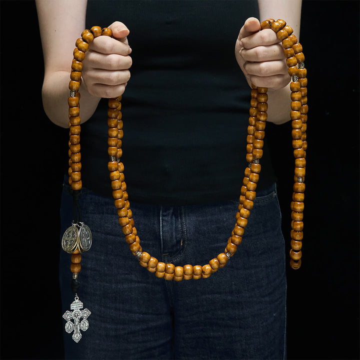 Christianartworkshop rustique traditionnel en bois, 15/05/2020, avec médaille de saint Benoît et crucifix - image 13