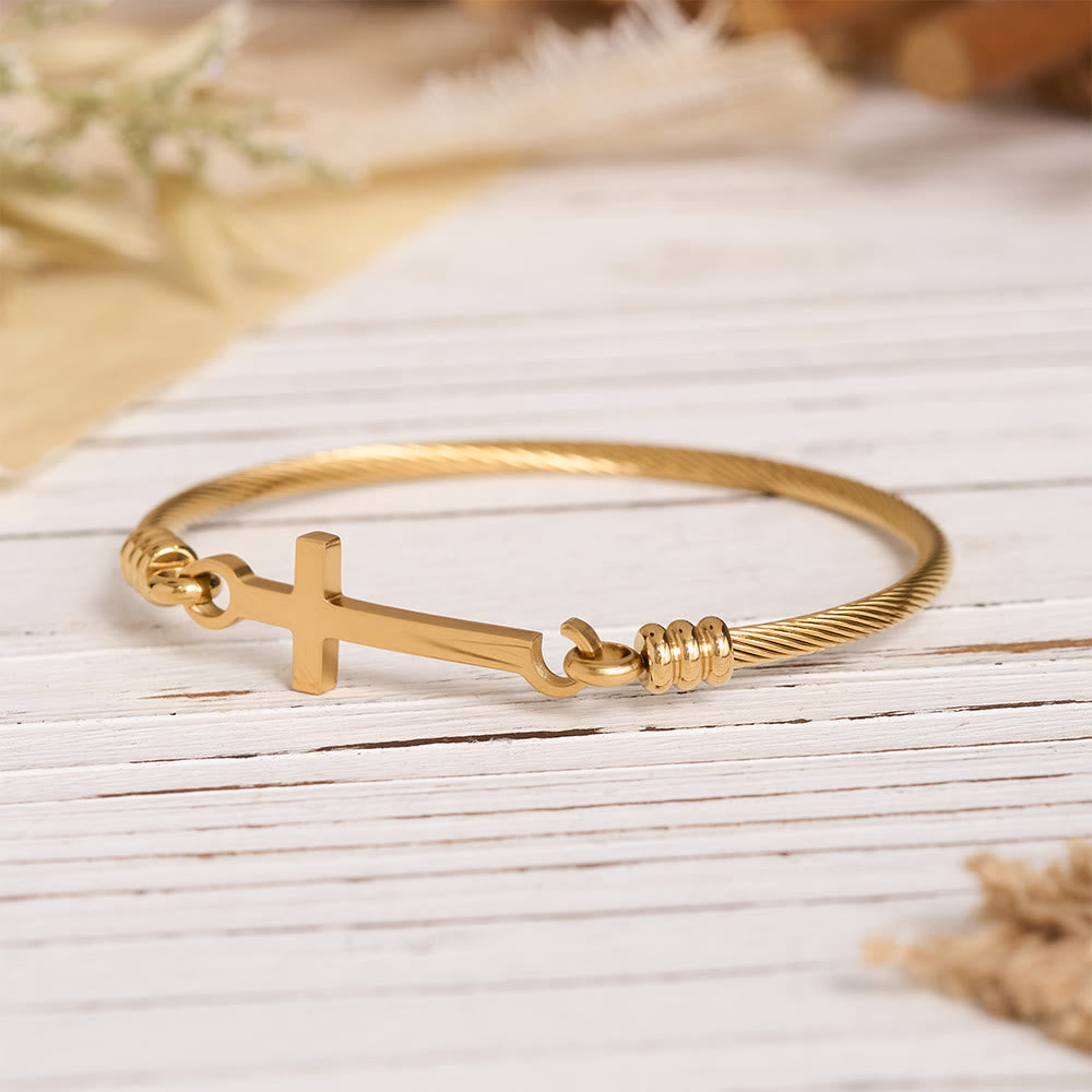Christianartworkshop Bracelet jonc torsadé avec fermoir à barre transversale polie : un symbole de grâce rédemptrice sacrée - image 6
