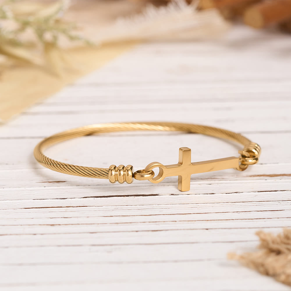 Christianartworkshop Bracelet jonc torsadé avec fermoir à barre transversale polie : un symbole de grâce rédemptrice sacrée - image 5