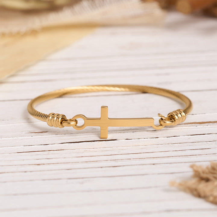 Christianartworkshop Bracelet jonc torsadé avec fermoir à barre transversale polie : un symbole de grâce rédemptrice sacrée - image 3