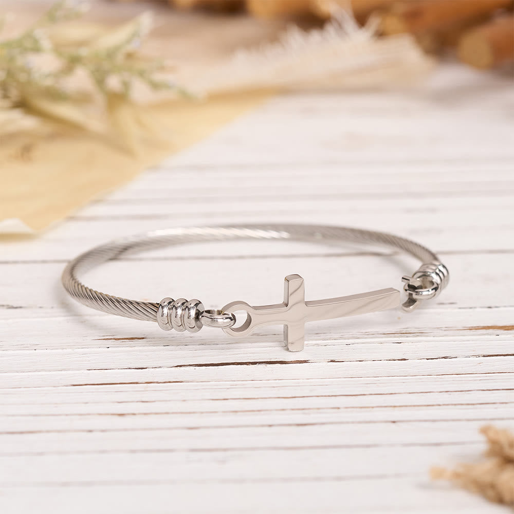 Christianartworkshop Bracelet jonc torsadé avec fermoir à barre transversale polie : un symbole de grâce rédemptrice sacrée - image 9